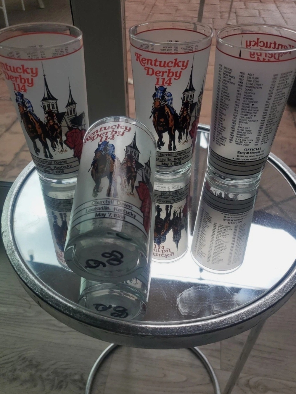 Kentucky Derby 114 Commemorative Glass - White & Red Print